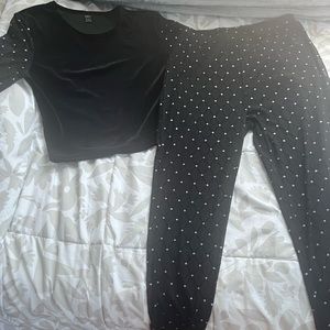 Shein size medium two piece outfit shirt has sheer arms and pants are sheer also